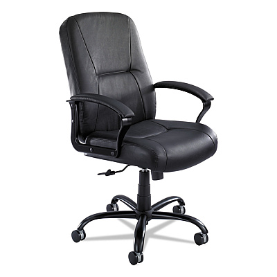 Safco Serenity Big/Tall High Back Leather Chair, Supports Up to 500 lb, 19.5" to 22.5" Seat Height, Black (SAF3500BL)