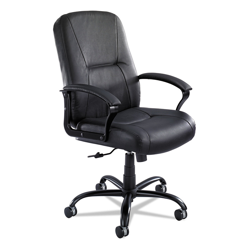 Safco Serenity Big/Tall High Back Leather Chair, Supports Up to 500 lb, 19.5" to 22.5" Seat Height, Black (SAF3500BL)