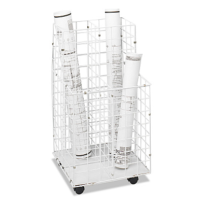 Safco Wire Roll Files, 4 Compartments, 16.25w x 16.5d x 30.5h, White (SAF3084)