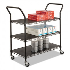 Safco Wire Utility Cart, Three-Shelf, 43.75w x 19.25d x 40.5h, Black (5338BL)