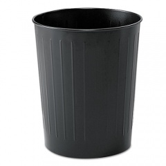 Safco Round Wastebaskets, 6 gal, Steel, Black (9604BL)