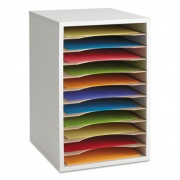 Safco Wood Vertical Desktop Literature Sorter, 11 Compartments, 10.63 x 11.88 x 16, Gray (9419GR)