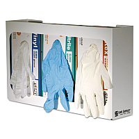 San Jamar White Enamel Disposable Glove Dispenser, 3-Box, Steel, White, 18 x 3.75 x 10 (SJMG0804)