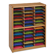 Safco Steel/Fiberboard Literature Sorter, 36 Compartments, 32.25 x 13.5 x 38, Oak (SAF7121MO)
