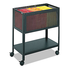 Safco Open Top Mesh Tub, Metal, 1 Shelf, 1 Bin, 13.5" x 24.25" x 27.5", Black (SAF5350BL)