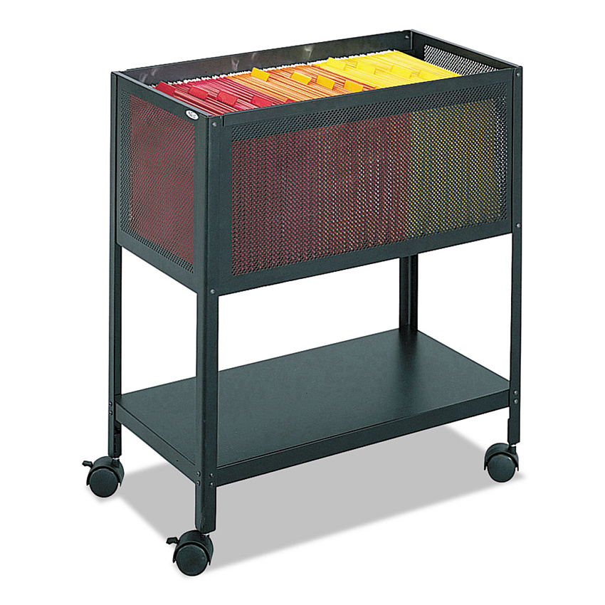Safco Open Top Mesh Tub, Metal, 1 Shelf, 1 Bin, 13.5" x 24.25" x 27.5", Black (SAF5350BL)