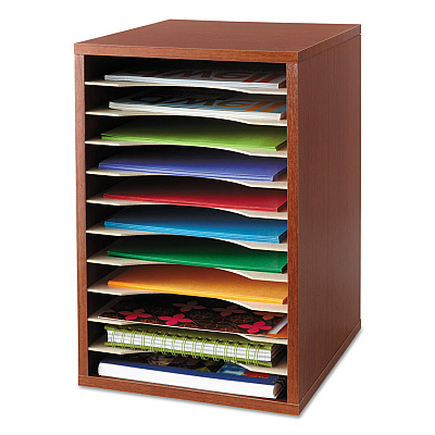 Safco Wood Desktop Literature Sorter, 11 Compartments, 10.63 x 11.88 x 16, Cherry (SAF9419CY)