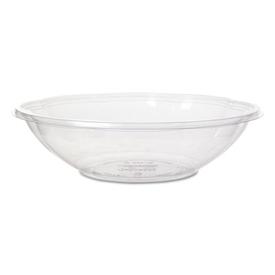 Eco-Products Salad Bowls with Lids, Squat, 64 oz, 9.5 Diameter x 3.2 h, Clear, Plastic, 150/Carton (ECOEPSBS64)