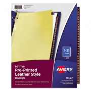 Avery Preprinted Red Leather Tab Dividers with Clear Reinforced Binding Edge, 31-Tab, 1 to 31, 11 x 8.5, Buff, 1 Set (11327)