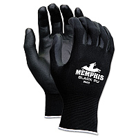 MCR Safety Economy PU Coated Work Gloves, Black, Medium, Dozen (CRW9669M)