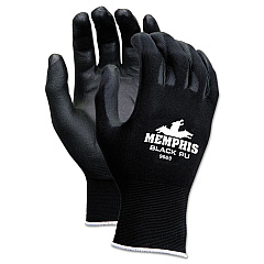 MCR Safety Economy PU Coated Work Gloves, Black, Medium, Dozen (CRW9669M)