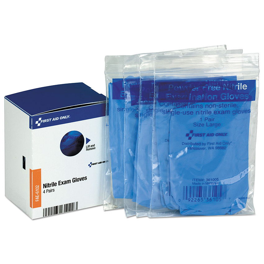 First Aid Only Refill for SmartCompliance General Business Cabinet, Nitrile Exam Gloves, 4 Pair/Box (FAOFAE6102)