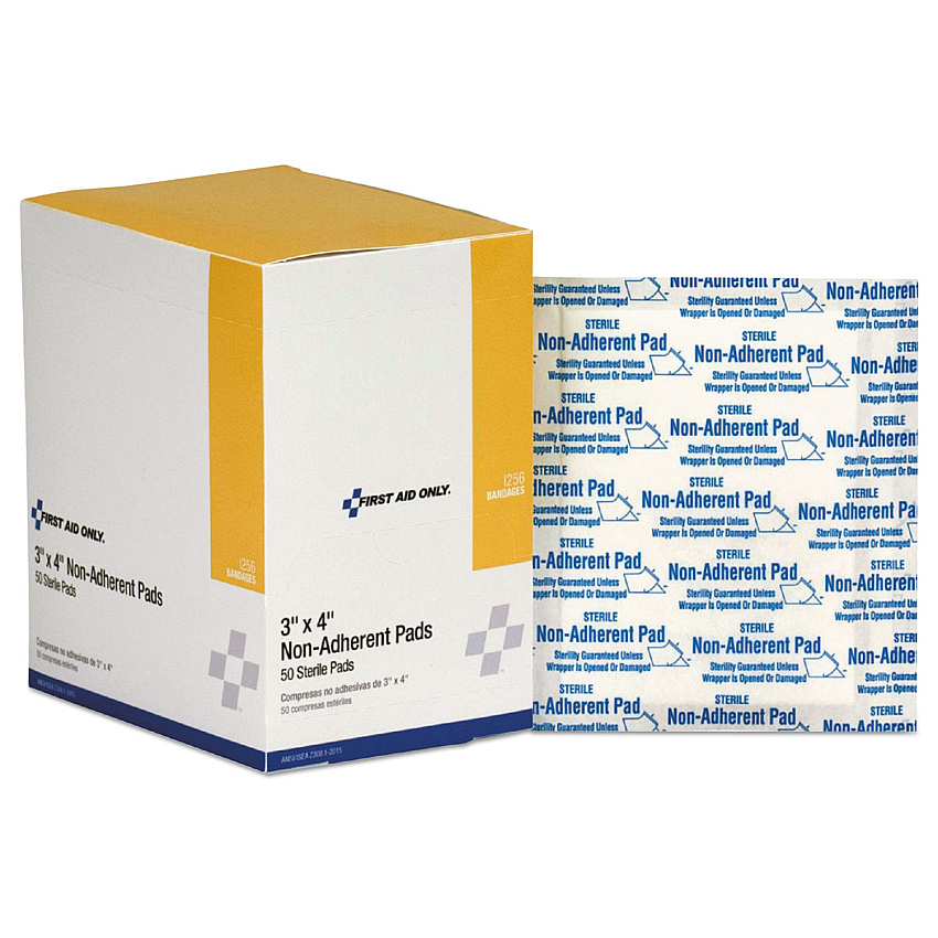 First Aid Only Refill for SmartCompliance General Business Cabinet, Non-Adherent Pads, 3 x 4 ,50/Box (FAOI256)