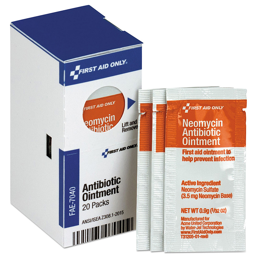 First Aid Only Refill for SmartCompliance General Cabinet, Antibiotic Ointment, 0.9g Packet, 20/Box (FAOFAE7040)