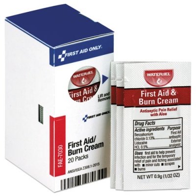 First Aid Only Refill for SmartCompliance General Business Cabinet, Burn Cream, 0.9g Packets, 20/Box (FAE7030)