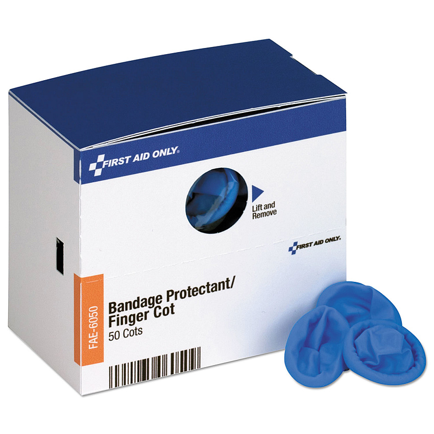 First Aid Only Refill for SmartCompliance Gen Business Cabinet, Finger Cots, Blue, Nitrile, 50/Box (FAOFAE6150)