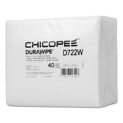 Chicopee Durawipe Medium-Duty Industrial Wipers, 14.6" x 13.7, White, 40/Pack, 24 Packs/Carton (CHID722W)