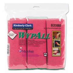 WypAll Microfiber Cloths, Reusable, 15.75 x 15.75, Red, 6/Pack, 4 Packs/Carton (83980)