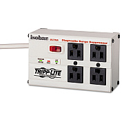 Tripp Lite Isobar Surge Protector with Diagnostic LEDs, 4 AC Outlets, 6 ft Cord, 3,330 J, Light Gray (ISOBAR4ULTRA)