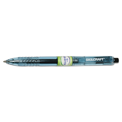 AbilityOne 7520016580393, SKILCRAFT Eco-Bottle Gel Pen, Retractable, Medium 0.7 mm, Black Ink, Translucent Black Barrel, Dozen