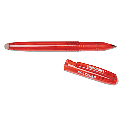 AbilityOne 7520016580387, SKILCRAFT Erasable Re-Write Gel Pen, Stick, Medium 0.7 mm, Red Ink, Translucent Red Barrel, Dozen