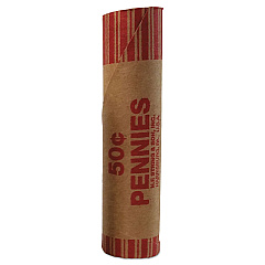 Iconex Preformed Tubular Coin Wrappers, Pennies, $0.50, 1,000 Wrappers/Box (PMC65029)