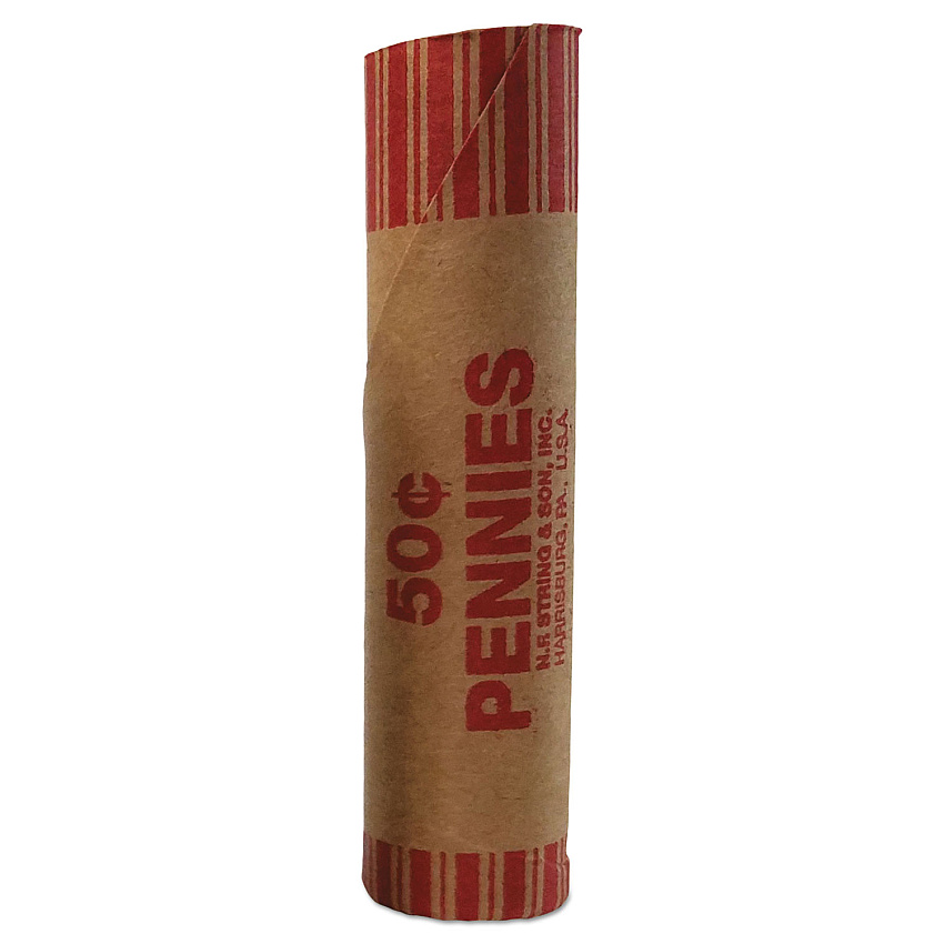 Iconex Preformed Tubular Coin Wrappers, Pennies, $0.50, 1,000 Wrappers/Box (PMC65029)
