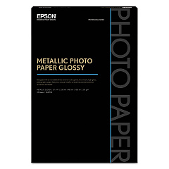 Epson Professional Media Metallic Gloss Photo Paper, 5.5 mil, 13 x 19, White, 25/Pack (EPSS045590)