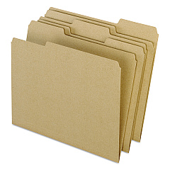 Earthwise by Pendaflex 100% Recycled Colored File Folders, 1/3-Cut Tabs: Assorted, Letter, 0.5" Expansion, Brown, 100/Box (PFX04342)