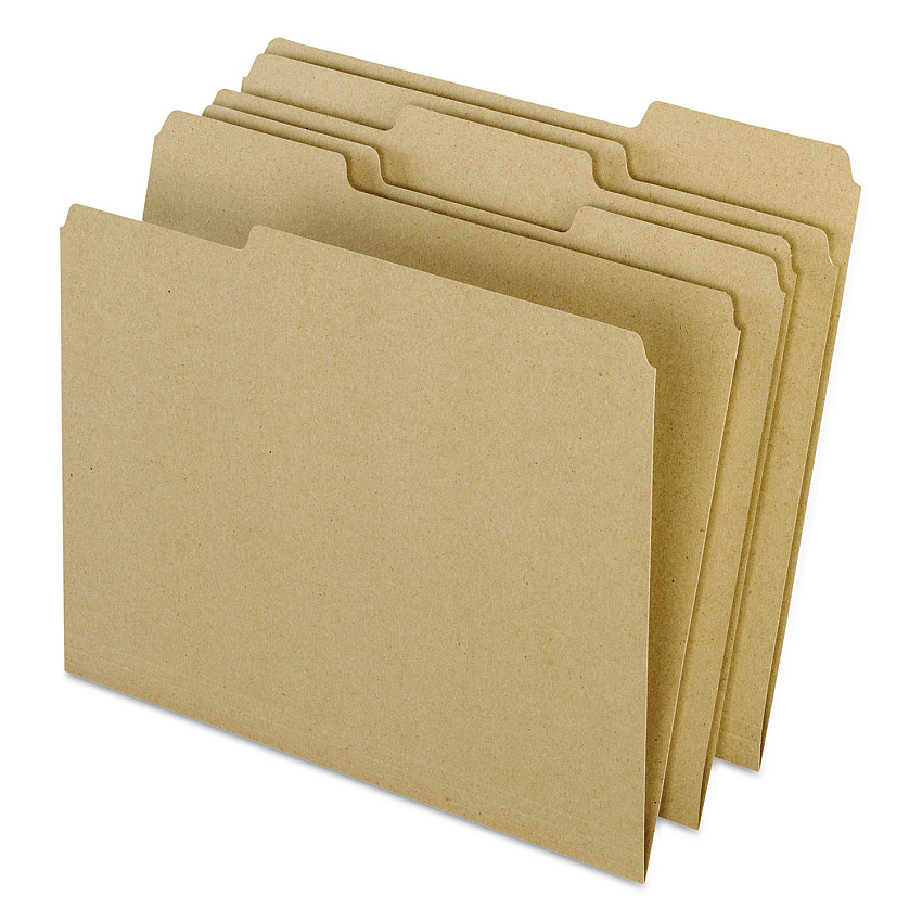 Earthwise by Pendaflex 100% Recycled Colored File Folders, 1/3-Cut Tabs: Assorted, Letter, 0.5" Expansion, Brown, 100/Box (PFX04342)