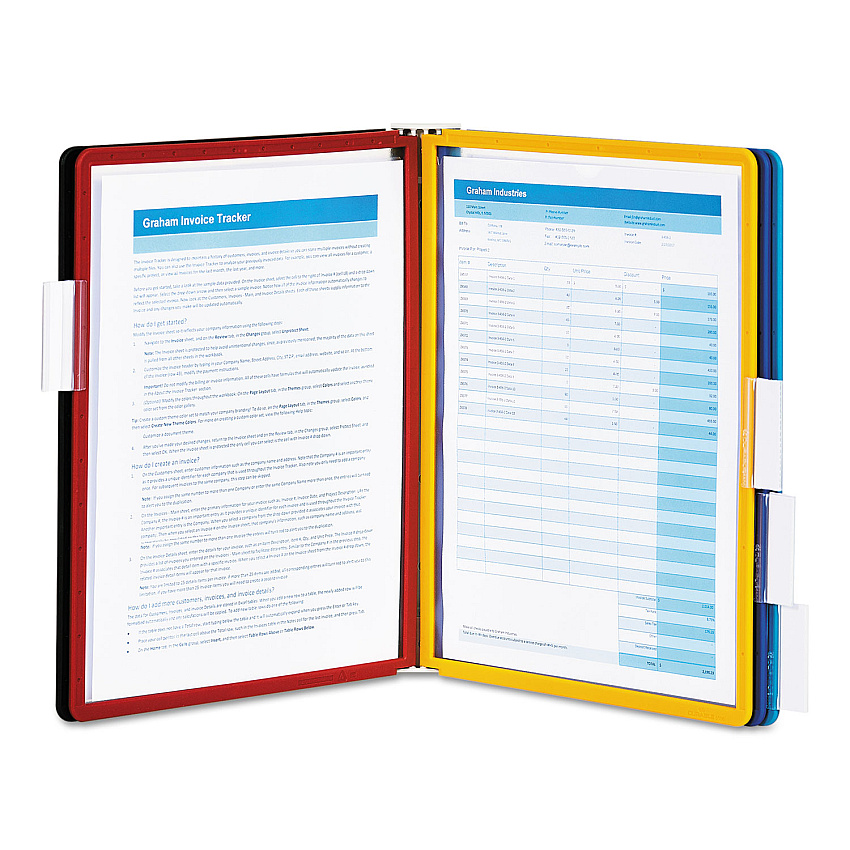 Durable VARIO Magnetic Wall Reference System, 5 Panels, 10 Pockets, Assorted Borders (DBL576200)