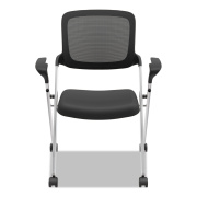 HON VL314 Mesh Back Nesting Chair, Supports Up to 250 lb, 19" Seat Height, Black Seat, Black Back, Silver Base (VL314SLVR)