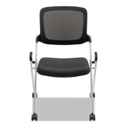 HON VL304 Mesh Back Nesting Chair, Supports Up to 250 lb, 19" Seat Height, Black Seat, Black Back, Silver Base (VL304SLVR)