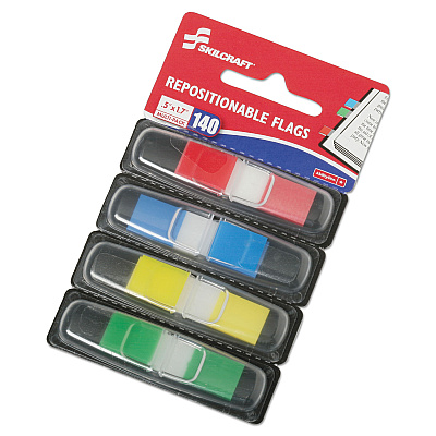 AbilityOne 7510016200283, SKILCRAFT Page Flags, 0.5 x 1.75, Assorted, 140/Pack
