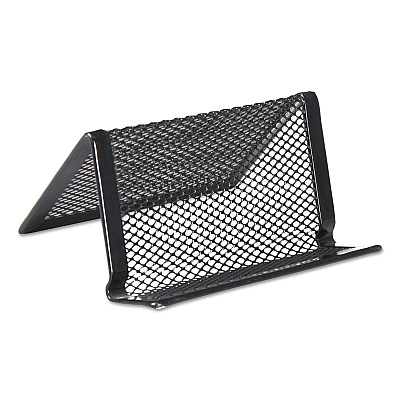 Universal Mesh Metal Business Card Holder, Holds 50 2.25 x 4 Cards, 3.78 x 3.38 x 2.13, Black (UNV20005)