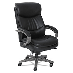 La-Z-Boy Woodbury Big/Tall Executive Chair, Supports Up to 400 lb, 20.25" to 23.25" Seat Height, Black Seat/Back, Weathered Gray Base (LZB48961A)