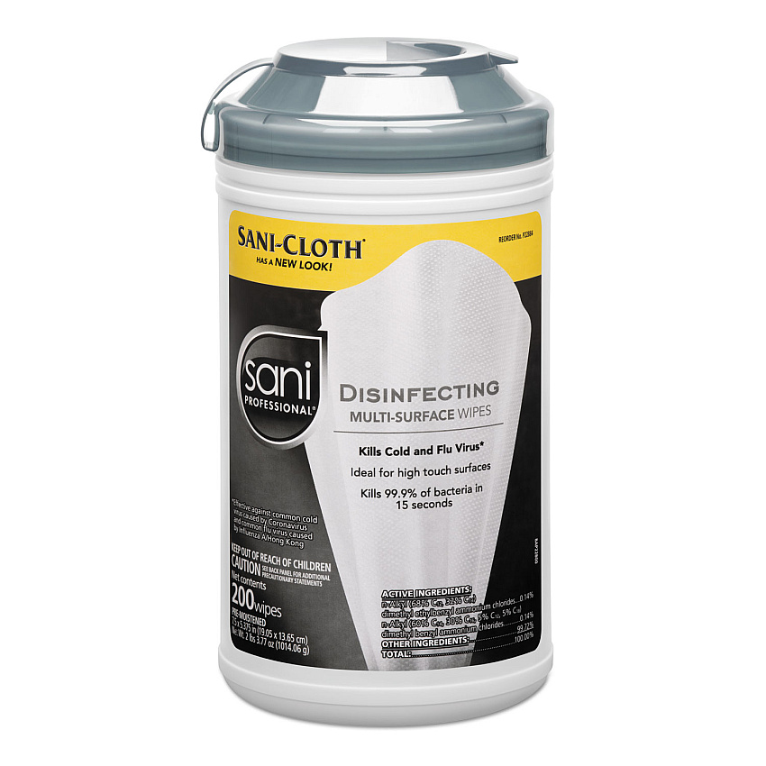 Sani Professional Disinfecting Multi-Surface Wipes, 7.5 x 5.38, White, 200/Canister (NICP22884EA)