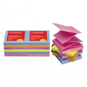 Universal Fan-Folded Self-Stick Pop-Up Note Pads, 3" x 3", Assorted Bright Colors, 100 Sheets/Pad, 12 Pads/Pack (35611)