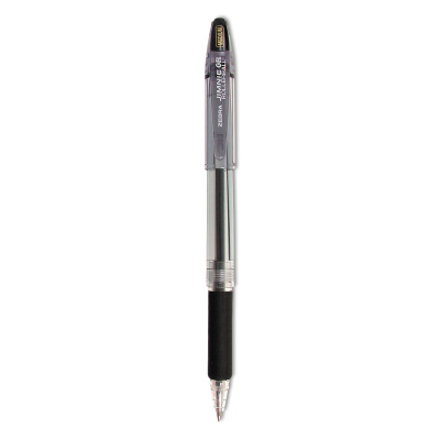 Zebra Jimnie Gel Pen, Stick, Medium 0.7 mm, Black Ink, Smoke Barrel, 12/Pack (44110)