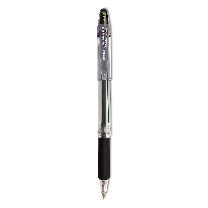 Zebra Jimnie Gel Pen, Stick, Medium 0.7 mm, Black Ink, Clear/Black Barrel, 12/Pack (ZEB44110)