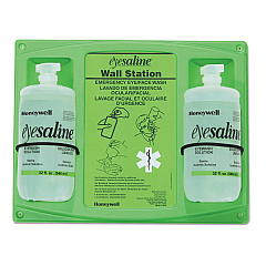 Honeywell Saline Eye Wash Wall Station, 32 oz Bottle, 2 Bottles/Station, 4/Carton (FND3200046200CT)