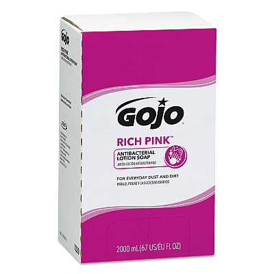 GOJO RICH PINK Antibacterial Lotion Soap Refill, Floral Scent, 2,000 mL, 4/Carton (GOJ7220)