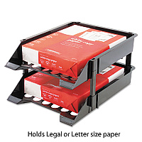 deflecto SuperTray Countertop Tray Set, 2 Sections, Letter to Legal Size Files, 11" x 14.88" x 2.5", Black, 2/Pack (DEF63304)