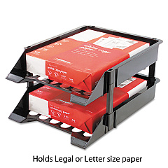 deflecto SuperTray Countertop Tray Set, 2 Sections, Letter to Legal Size Files, 11" x 14.88" x 2.5", Black, 2/Pack (DEF63304)