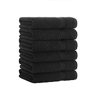 True Color Bath Towel 25x52 Black, Pack Of 6 (P-BATH-BK-6)