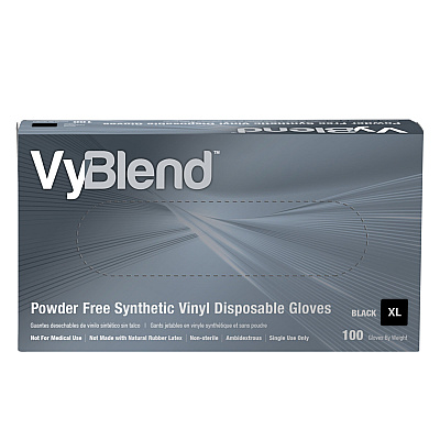 Vyblend Synthetic Vinyl Powder Free 4.5 Mil Gloves Black Xl, Case Of 1000 (GL-VN104BKFX)