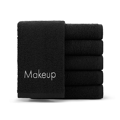Hotel Cotton Makeup Fingertip Towel 11x17 Black, Pack Of 6 (P-MAKEUP-11X17)