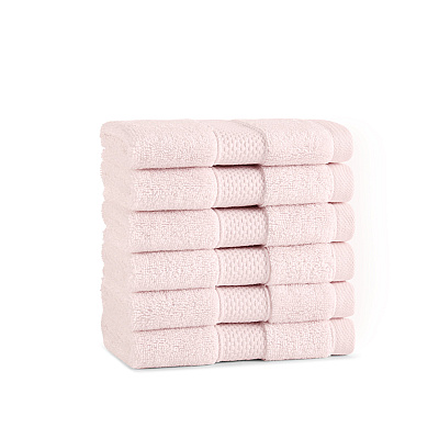 Aston & Arden Egyptian Cotton Washcloth 13x13 Pink, Pack Of 6 (P-EGYP-1313-PNK)