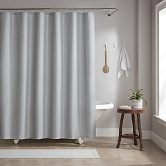 H&h Poly Shower Curtain Set 72x72 Raindrop Light Grey, Case Of 12 (SCSET-7272-LG)