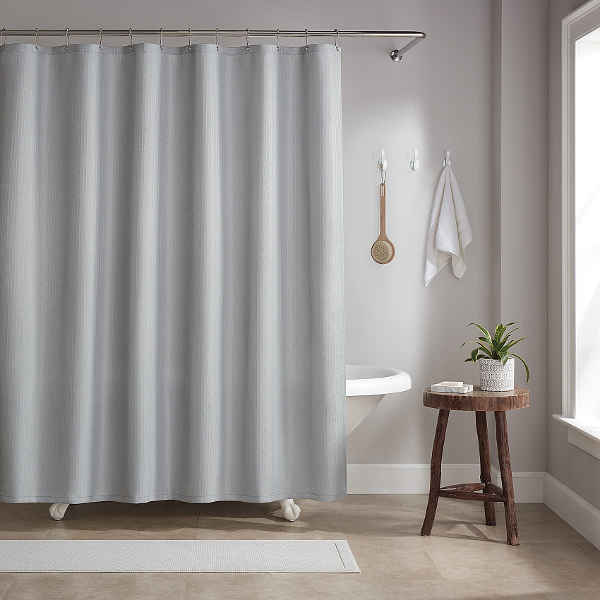 H&h Poly Shower Curtain Set 72x72 Raindrop Light Grey, Case Of 12 (SCSET-7272-LG)
